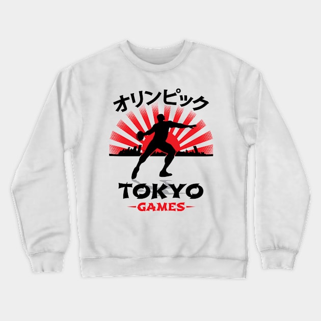 Discus Thrower Tokyo Olympics Track N Field Athlete Crewneck Sweatshirt by atomguy